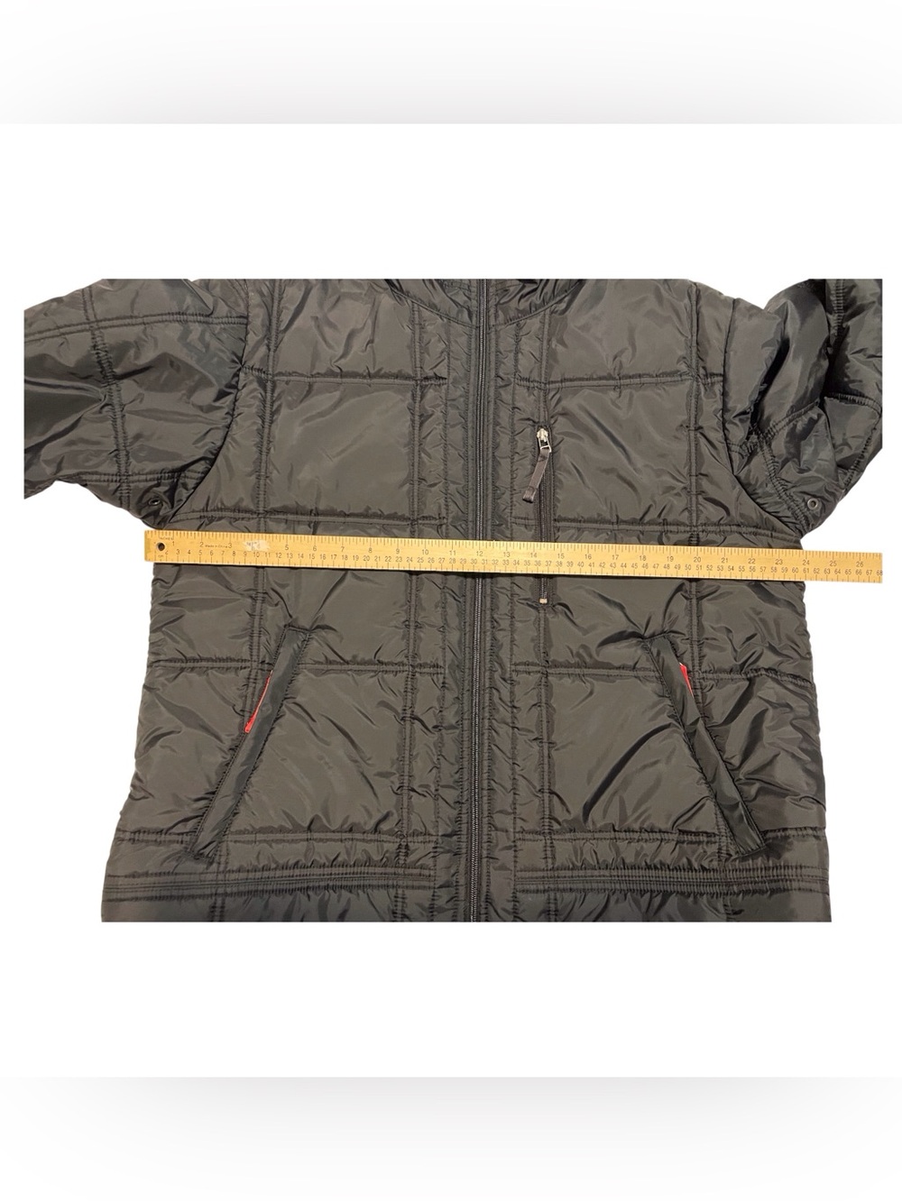 Nautica Black Quilted Puffer Jacket with Red Accents,L - Picture 10 of 14